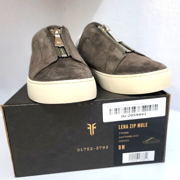 FRYE Lena Zip Up Mules Slip-On Sneakers in Grigio Gray Suede Color - Picture 9 of 10